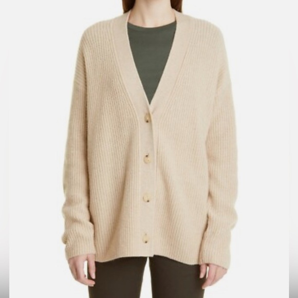 VINCE V-Neck Wool & Cashmere Cardigan, H Wafer, Size Large - Picture 10 of 11